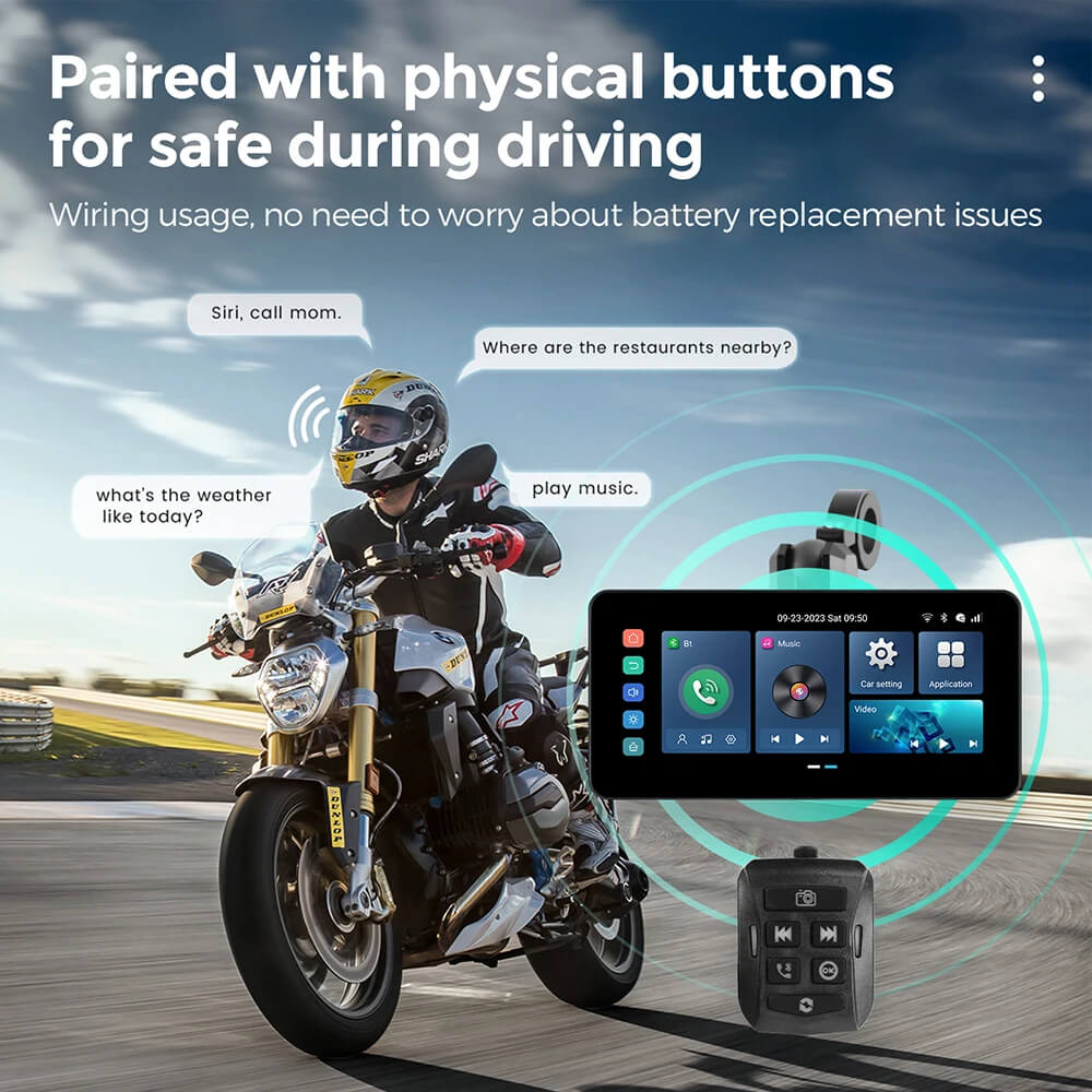 Pantalla de visualización GPS Android 12 para motocicleta con cámara DVR